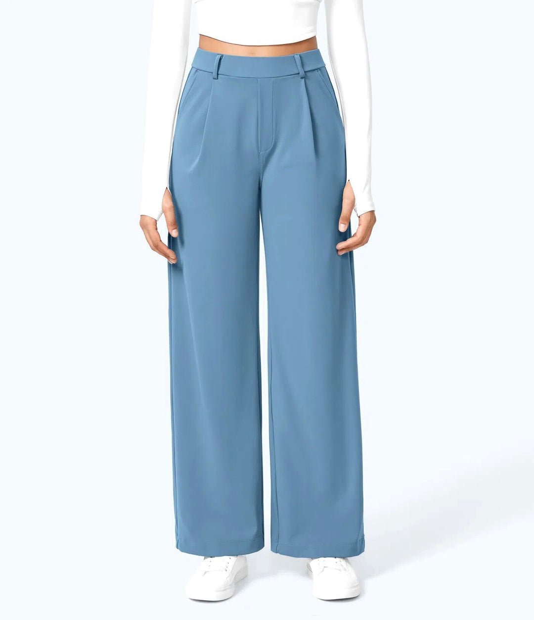 Damen Weite High‑Waist Palazzo‑Hose mit Bundfalten und Eingrifftaschen Echo Archiv