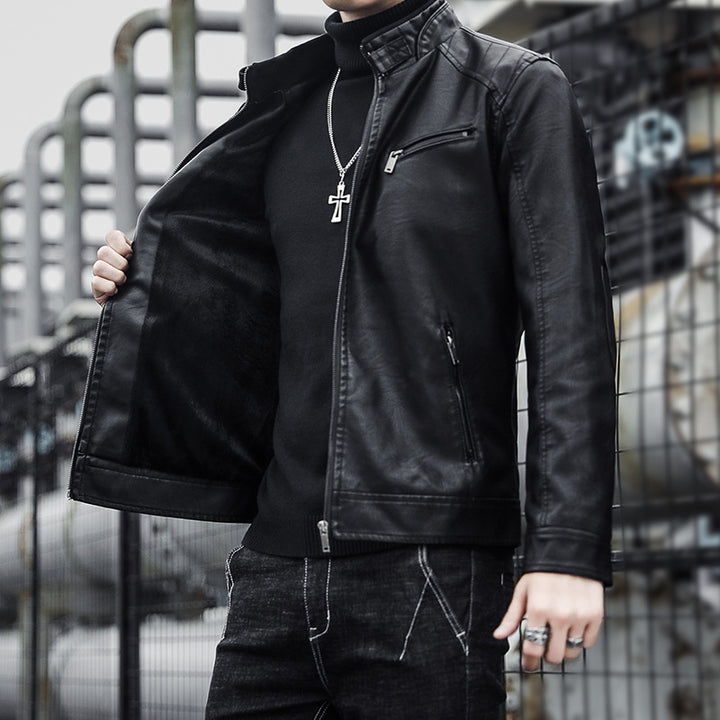 Herren Modische Kunstlederjacke mit warmem Innenfutter Echo Archiv
