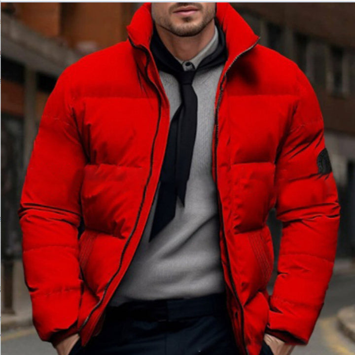 Herren gesteppte Winterjacke mit hohem Kragen und individuell anpassbarem Verschluss Echoarchiv