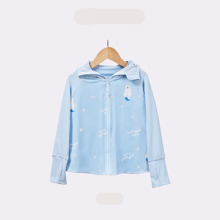 Kinder UV-Schutzjacke mit Kapuze und leichten atmungsaktiven Eigenschaften Echo Archiv