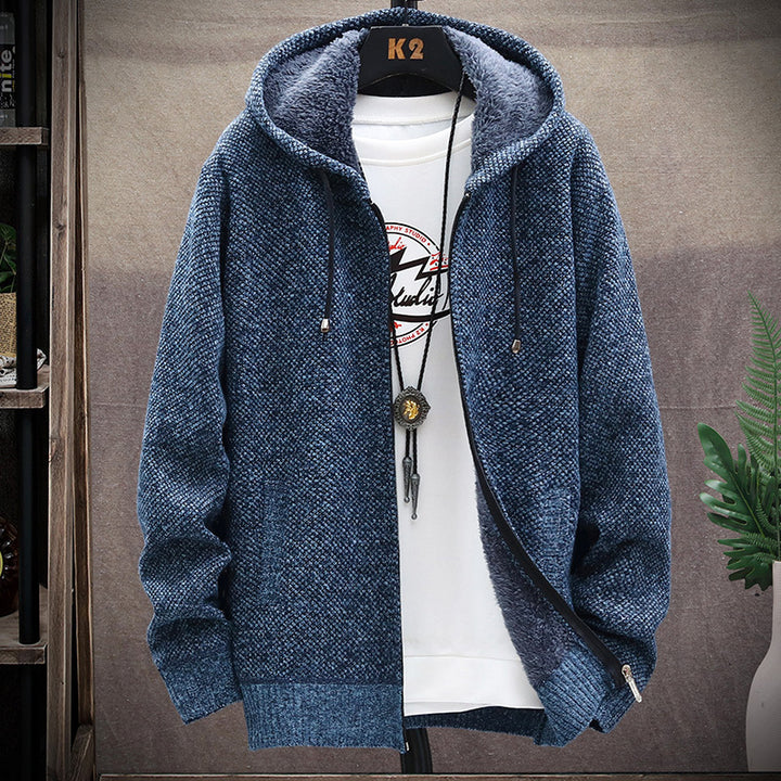 Herren gemütliche Strickjacke mit Kapuze und weichem Innenfutter Echoarchiv