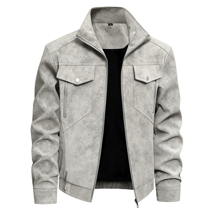 Herren Modische Kunstlederjacke mit praktischen Taschen Echo Archiv
