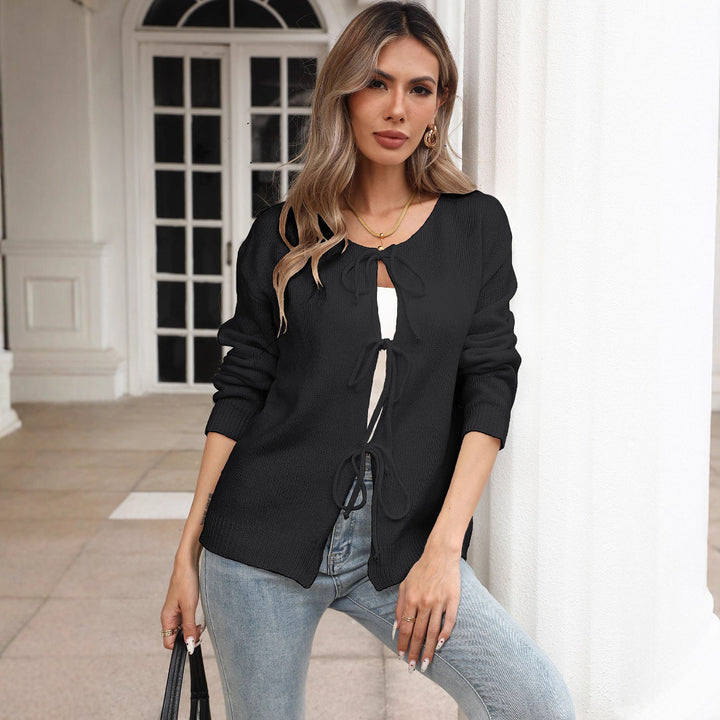 Damen lockere Strickjacke mit Tunnelzug Echo Archiv