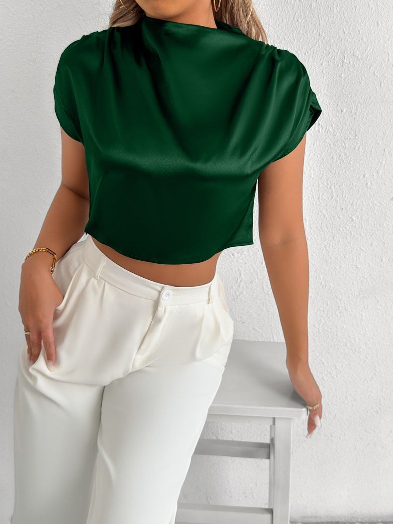 Damen Elegantes Kurzarm-Blusenshirt mit modernem Stehkragen Echo Archiv