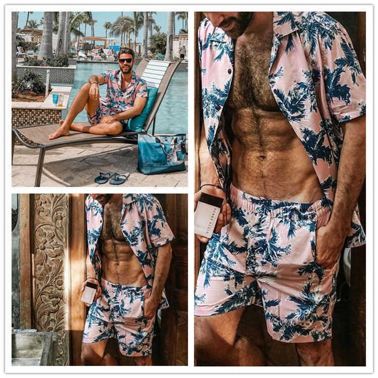 Herren Sommerliches Freizeit-Set mit kurzem Arm und elastischem Bund Echoarchiv