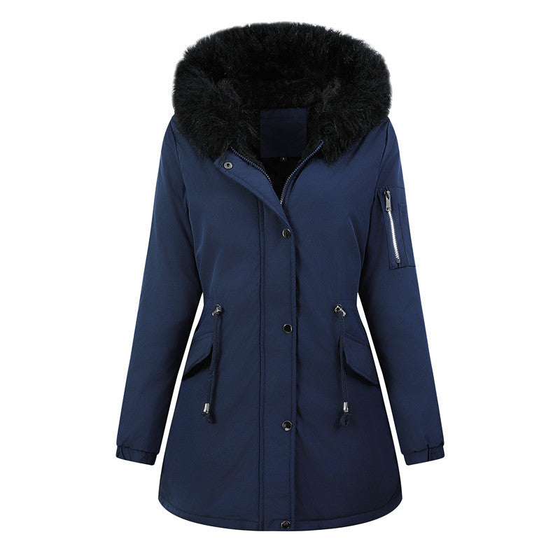Damen Thermo-Parka mit Sherpa-Innenfutter, Kunstfellkapuze und tailliertem Kordelzug Echoarchiv