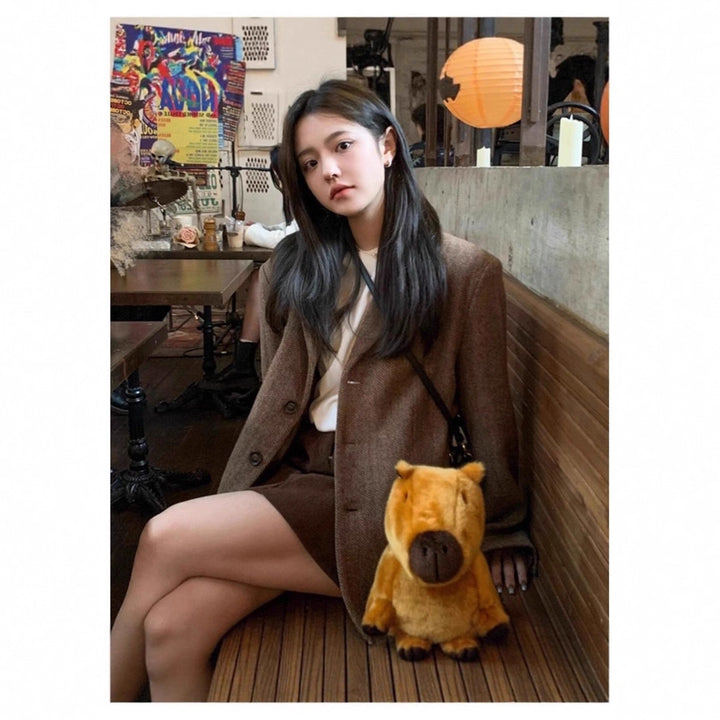 Damen Plüsch-Capybara-Umhängetasche mit Kuscheltier-Design Echoarchiv