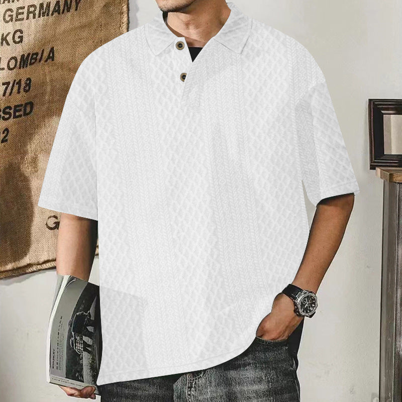 Herren lässiges Polohemd mit strukturierter Oberfläche und Knopfleiste Echoarchiv