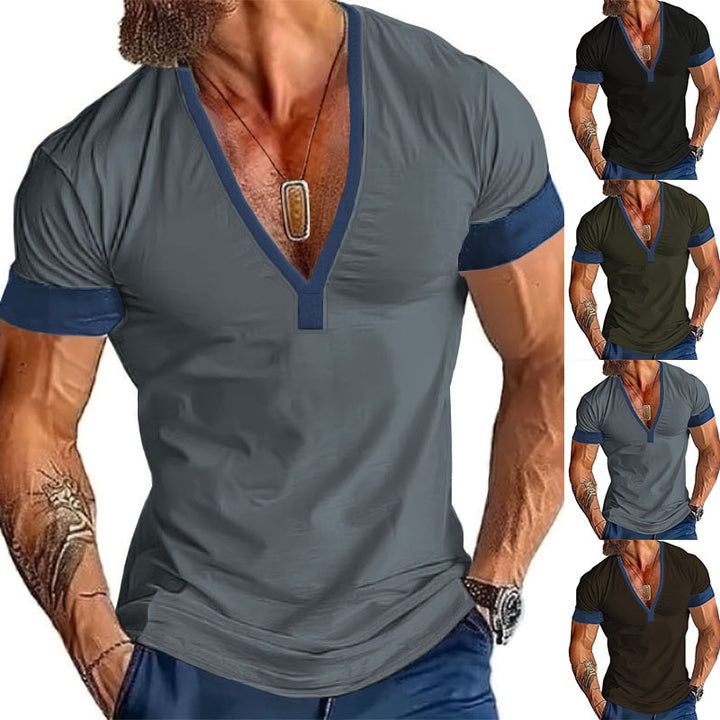 Herren modernes V-Ausschnitt T-Shirt Echoarchiv