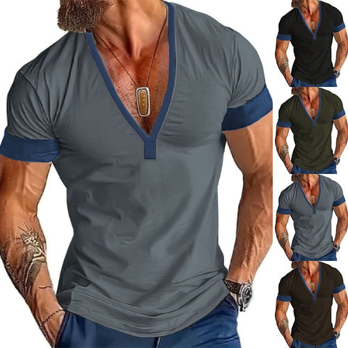 Herren modernes V-Ausschnitt T-Shirt Echoarchiv