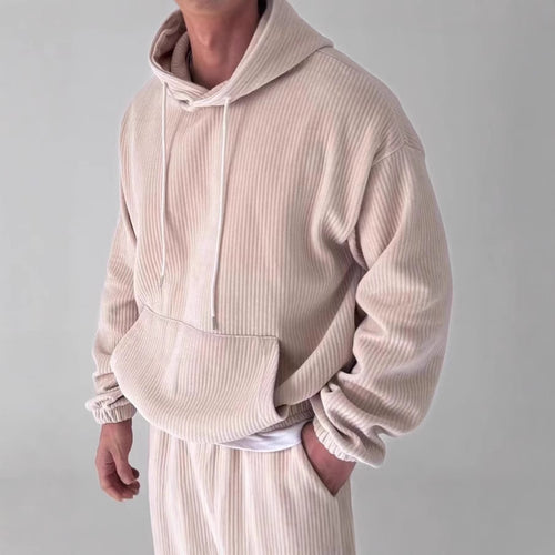 Herren Hoodie mit strukturiertem Rippdesign Echoarchiv