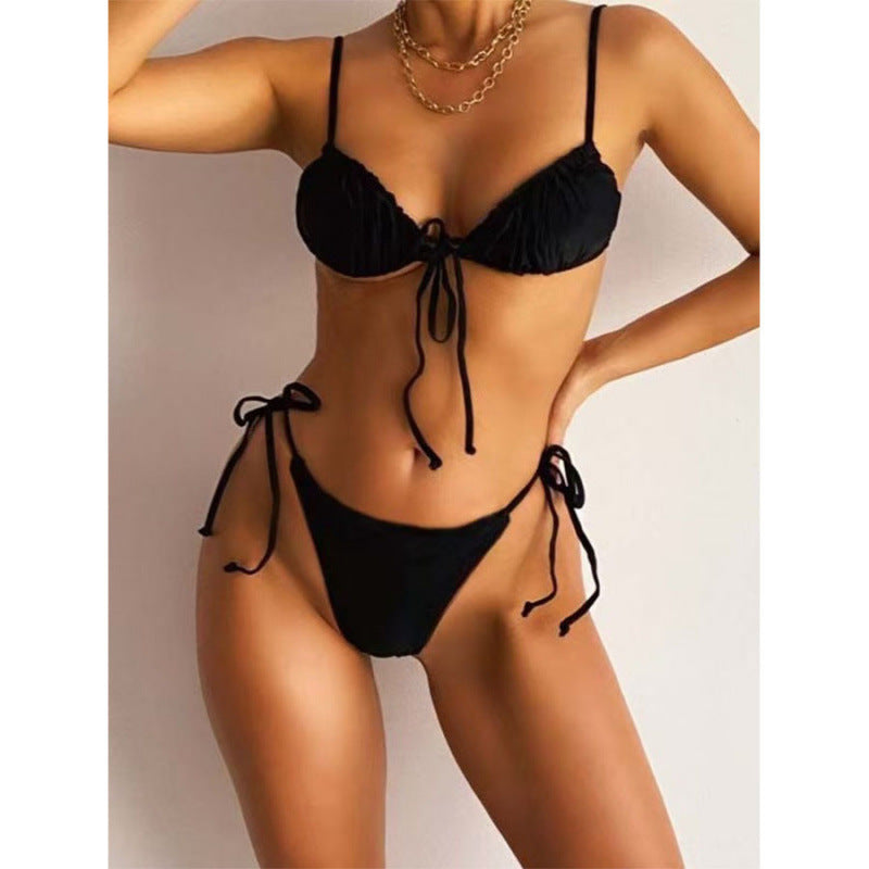 Damen Triangel-Bikini mit verspieltem Leopardenmuster und verstellbaren Bändern Echo Archiv