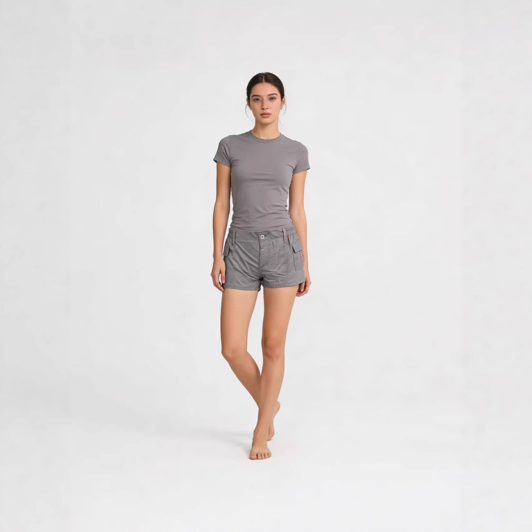 Damen Cargo-Shorts mit funktionalen Seitentaschen und elastischem Bund Echo Archiv