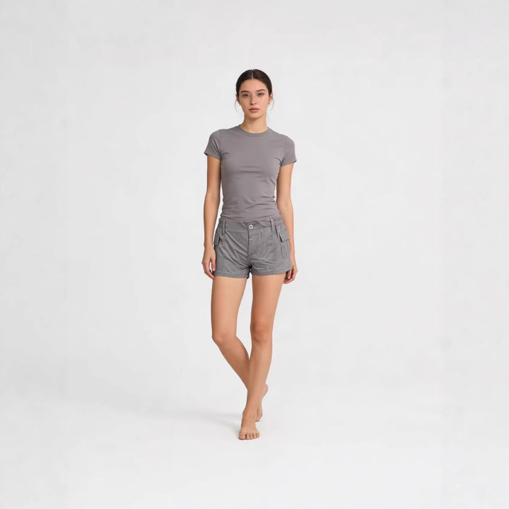 Damen Cargo-Shorts mit funktionalen Seitentaschen und elastischem Bund Echo Archiv