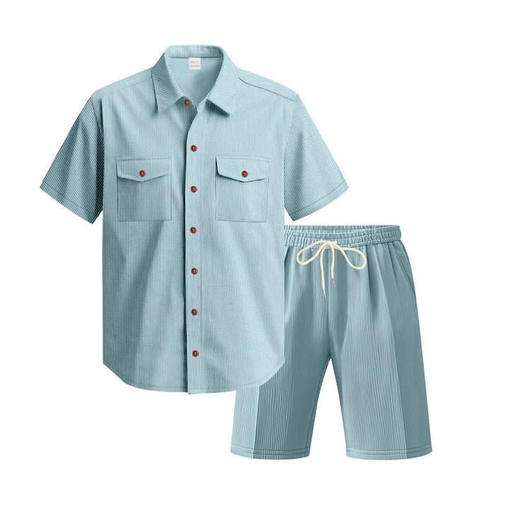 Herren elegantes Kurzarmhemd und kurze Hose Set Echoarchiv