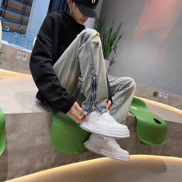 Herren Lässige Destroyed Jeans Echoarchiv