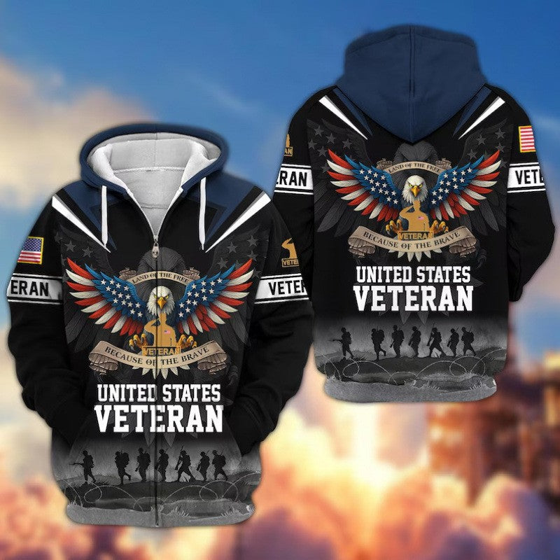 Herren Kapuzensweater mit amerikanischem Veteranenmotiv Echoarchiv