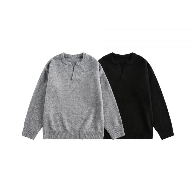 Unisex Boxy-Feinstrickpullover mit halber Henley‑Öffnung, Rundhals und gerippten Abschlüssen Echo Archiv