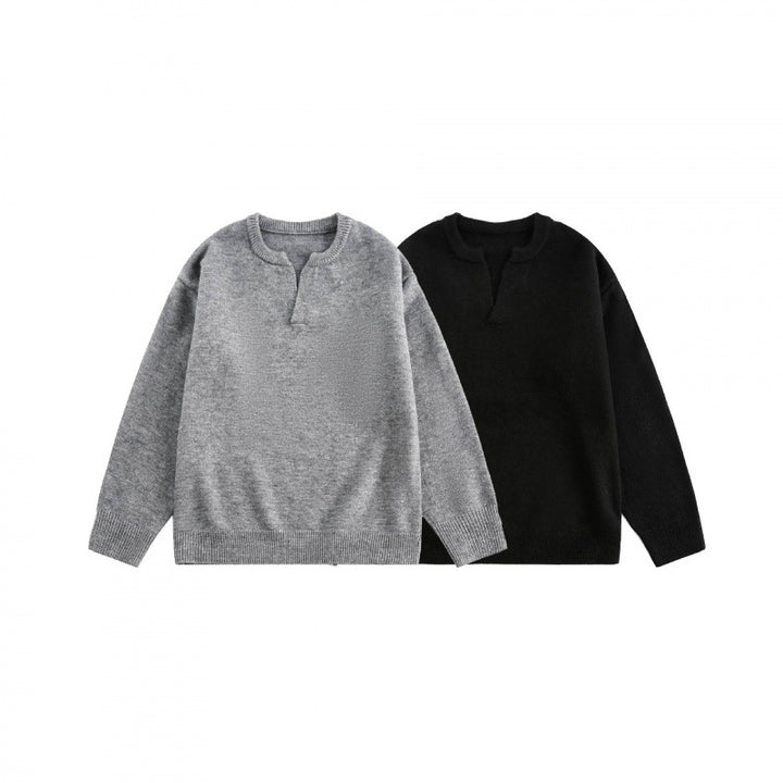 Unisex Boxy-Feinstrickpullover mit halber Henley‑Öffnung, Rundhals und gerippten Abschlüssen Echo Archiv