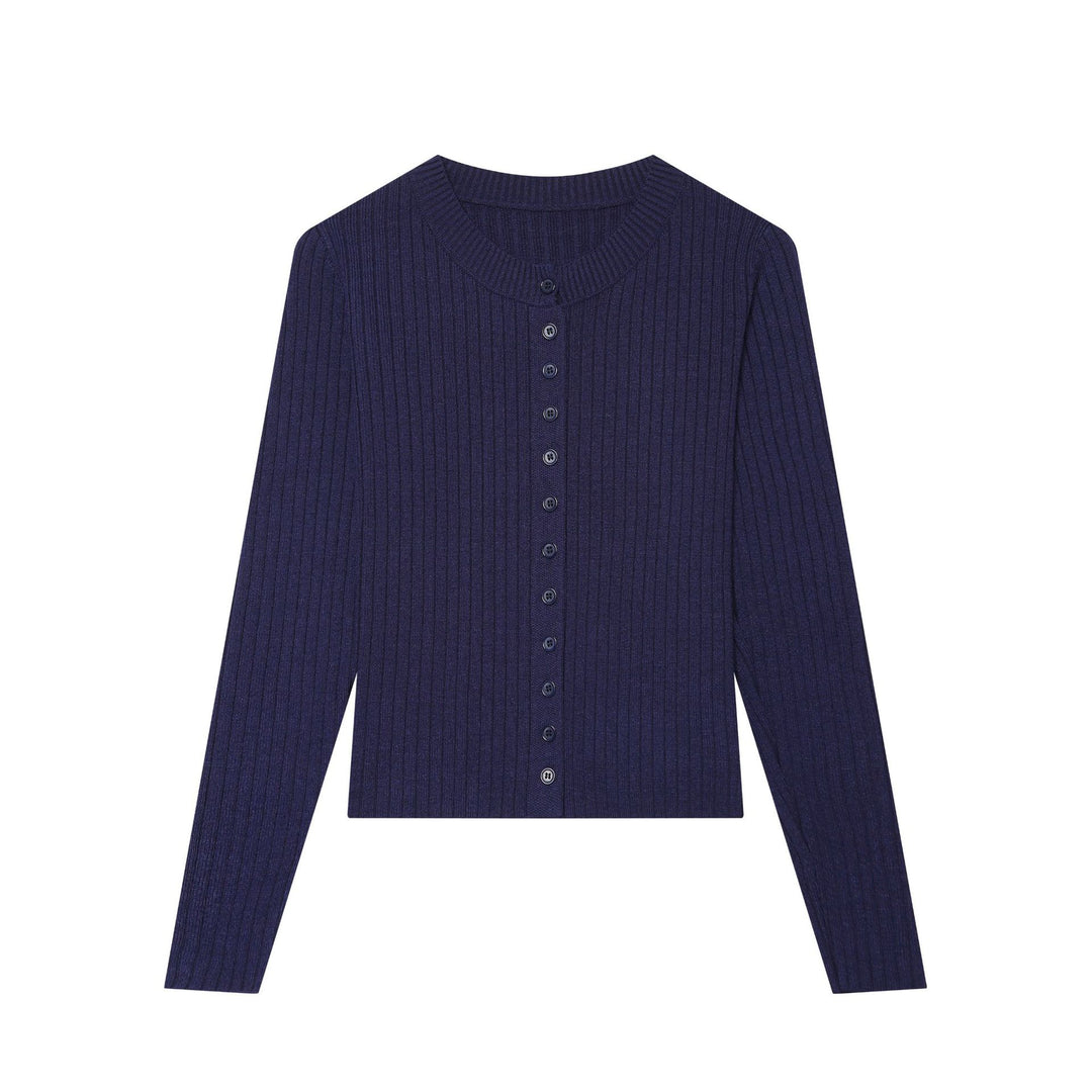 Damen Feinstrick‑Cardigan mit Rippstruktur und durchgehender Knopfleiste Echoarchiv
