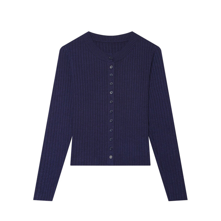 Damen Feinstrick‑Cardigan mit Rippstruktur und durchgehender Knopfleiste Echoarchiv