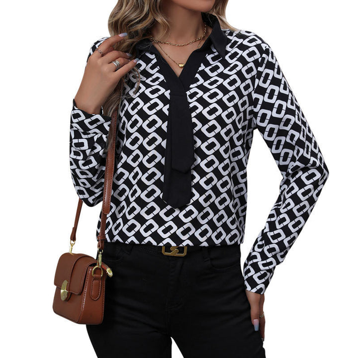 Damen Elegante Bluse mit strukturiertem Muster und Bindeband Echo Archiv