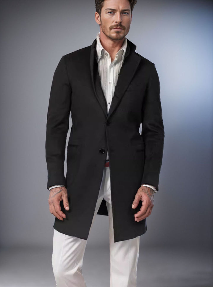 Herren eleganter Langmantel aus weichem Stoff Echoarchiv