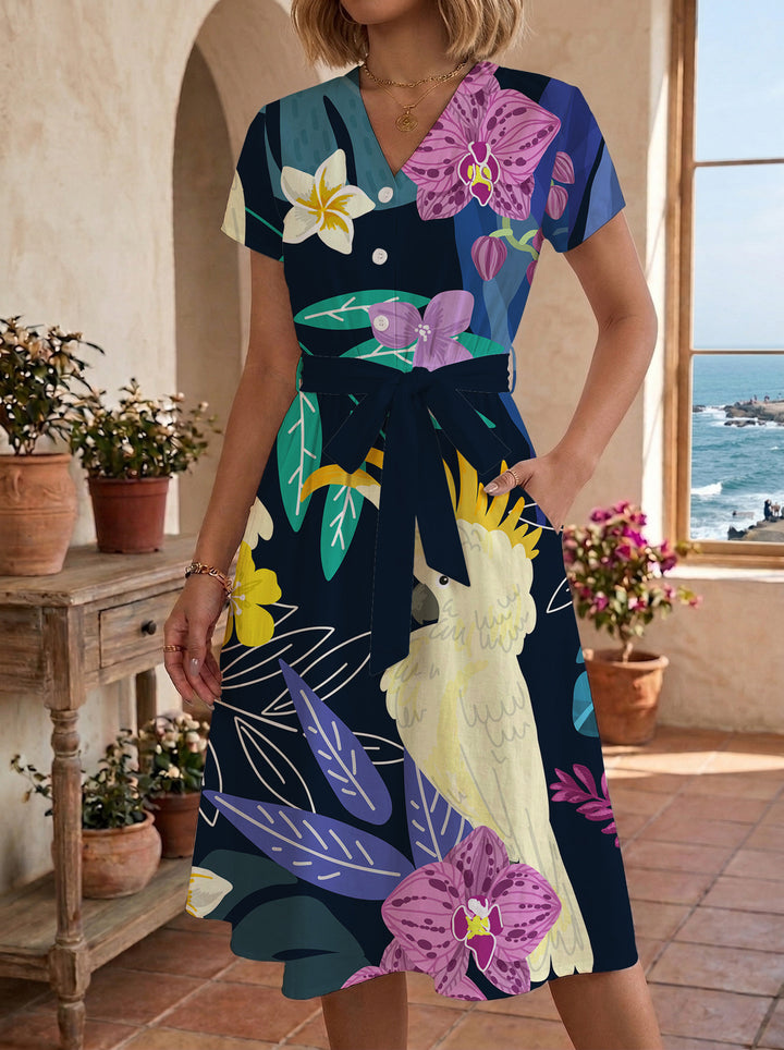 Damen Midi-Kleid mit floralem Design und bequemer Passform Echo Archiv
