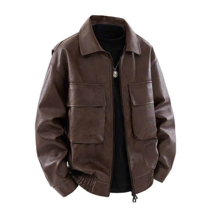 Herren Coole Kunstlederjacke mit praktischen Taschen Echo Archiv