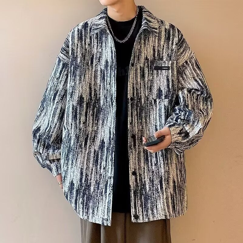 Herren modische Hemdjacke mit strukturiertem Muster Echoarchiv
