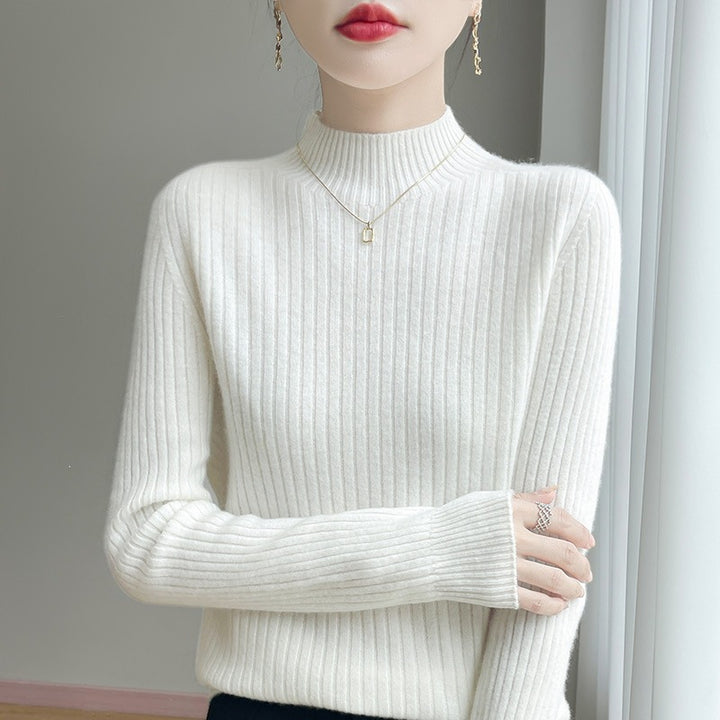 Damen Schmaler Rippenstrick-Mockneck mit extraweicher Kaschmir-Optik Echoarchiv
