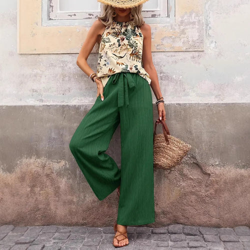 Damen weite Leinenhose mit Kordelzug und Faltenoptik Echo Archiv