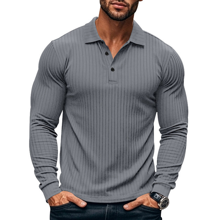 Herren Langarm-Henley-Shirt mit strukturiertem Rippenmuster Echoarchiv