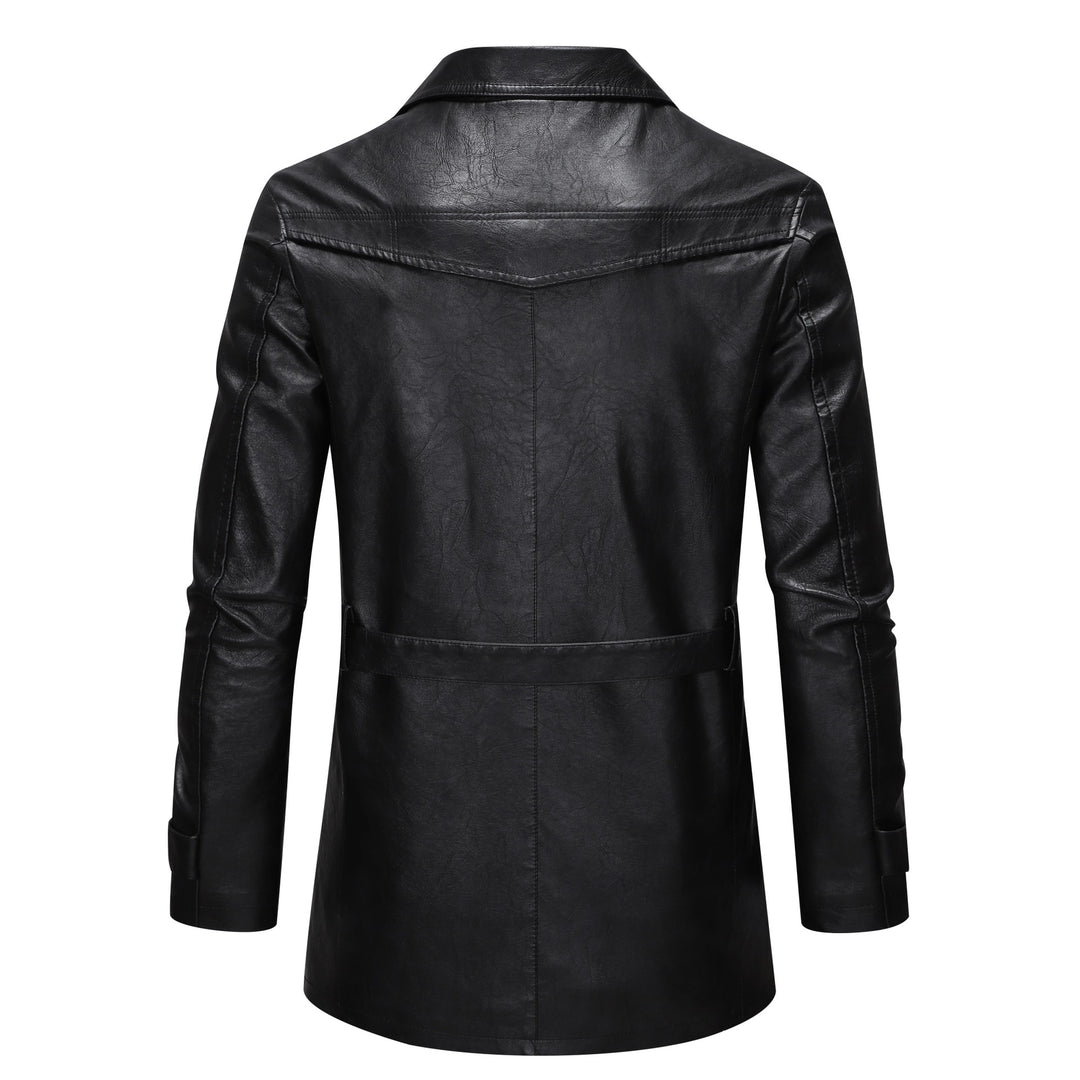 Herren modische Kunstlederjacke mit verstellbarem Gürtel und praktischen Taschen Echoarchiv