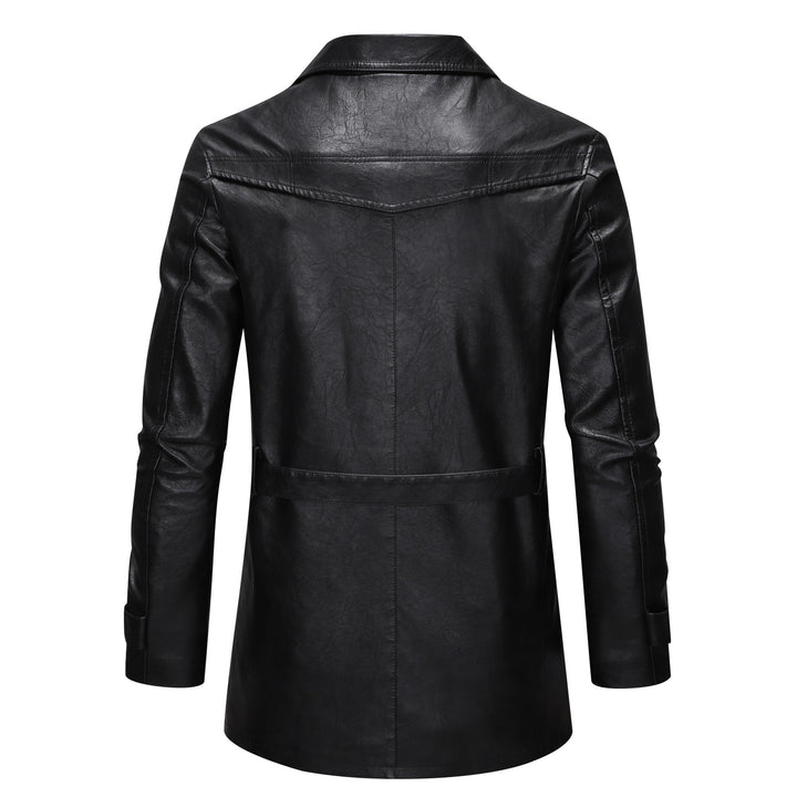 Herren modische Kunstlederjacke mit verstellbarem Gürtel und praktischen Taschen Echoarchiv
