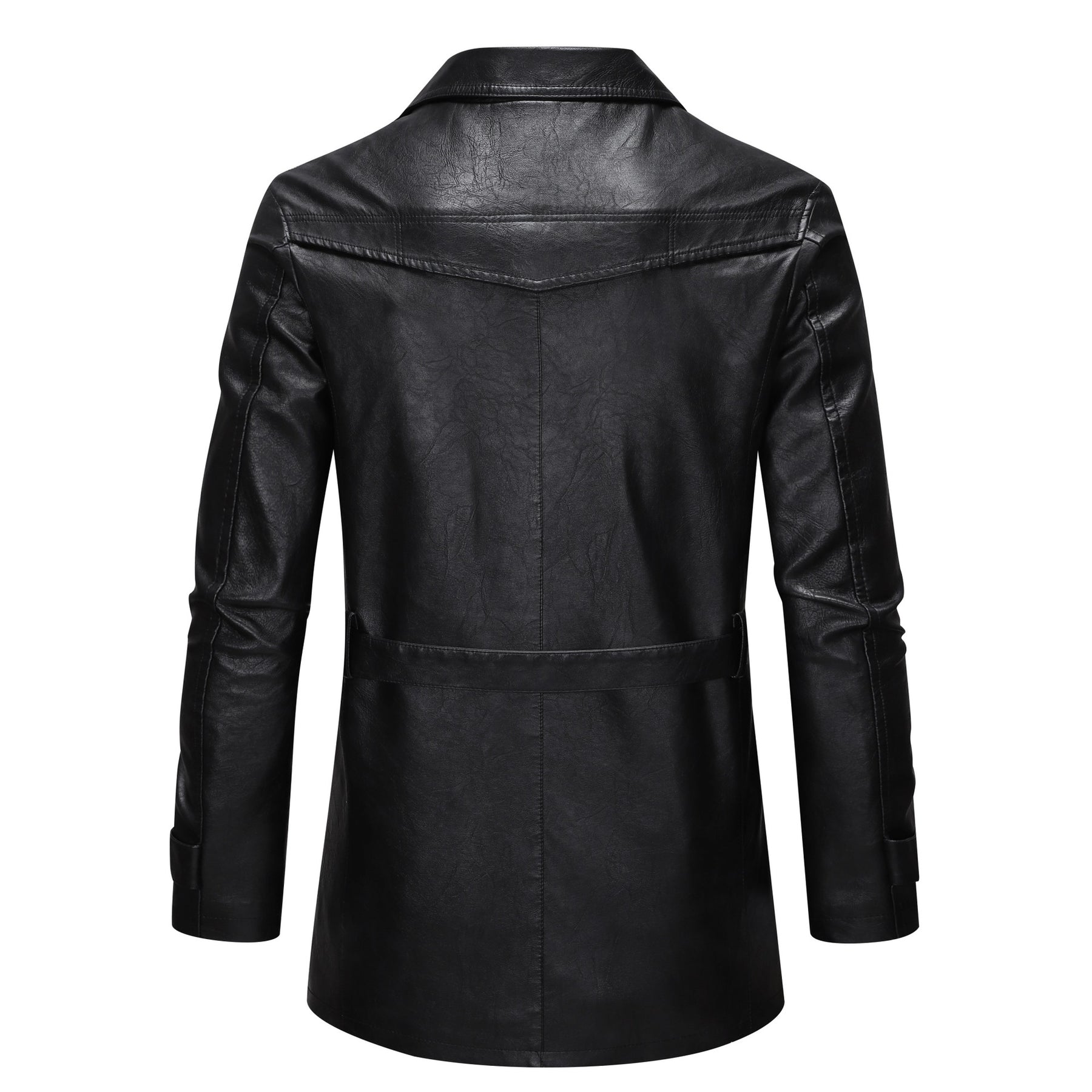 Herren modische Kunstlederjacke mit verstellbarem Gürtel und praktischen Taschen Echoarchiv