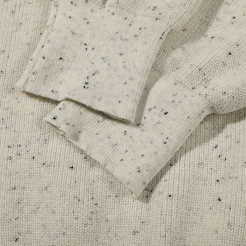 Unisex Großer Rundhals‑Strickpullover aus Mélange‑Garn mit abgesenkter Schulter Echoarchiv