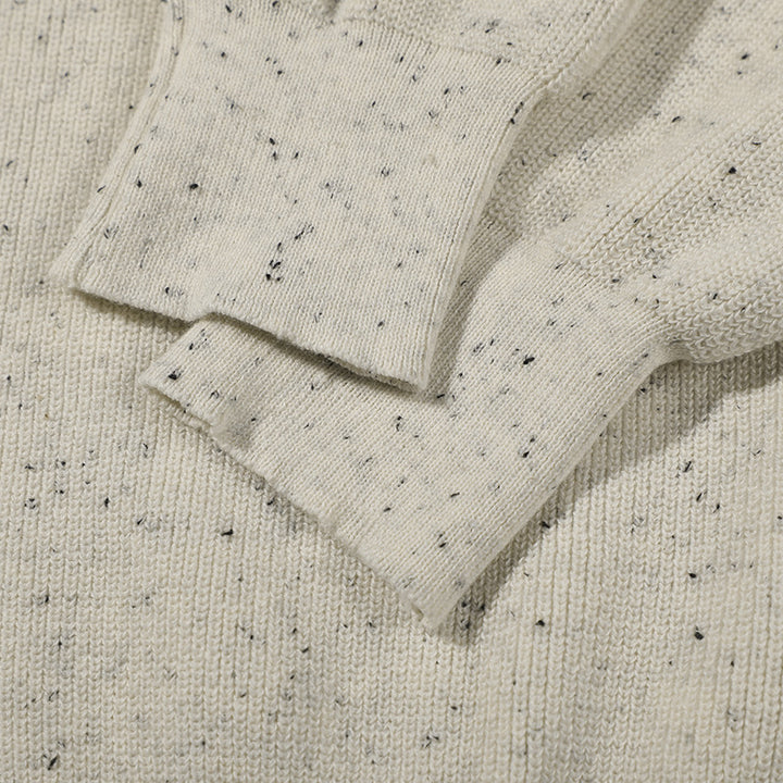 Unisex Großer Rundhals‑Strickpullover aus Mélange‑Garn mit abgesenkter Schulter Echoarchiv