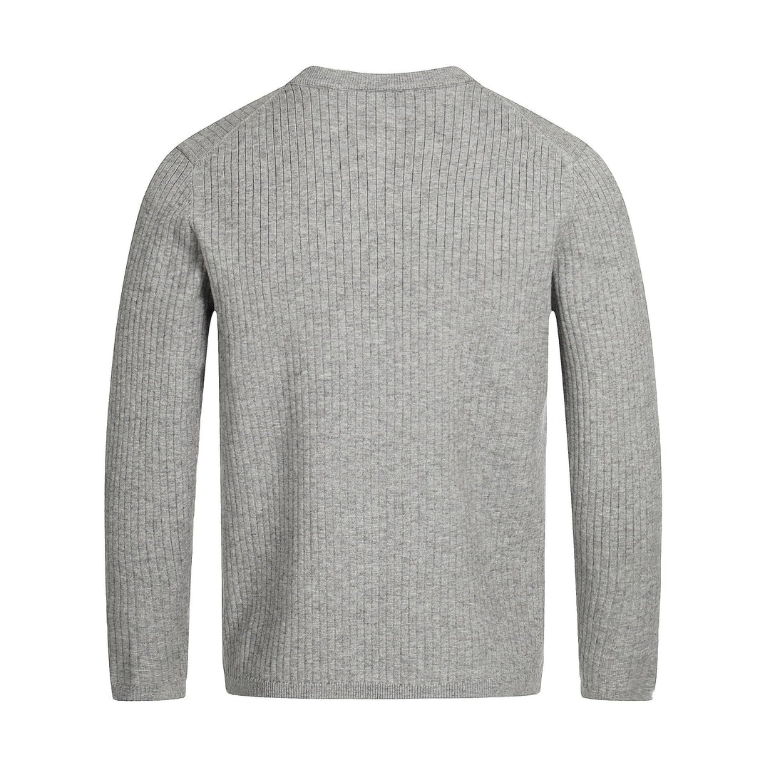 Unisex Rippstrick-Halbzip-Pullover mit schmaler Silhouette und Troyerkragen Echoarchiv