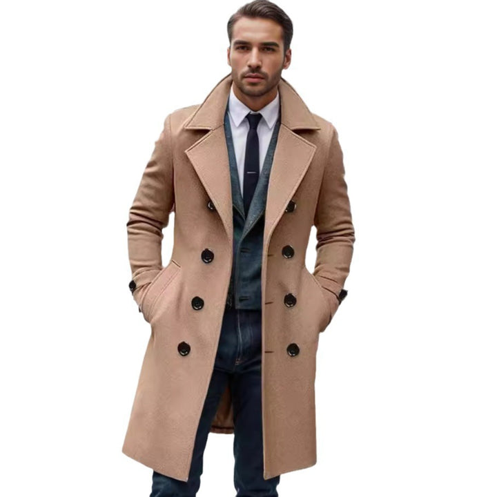 Herren eleganter Wolltrenchcoat mit doppelter Knopfleiste Echoarchiv