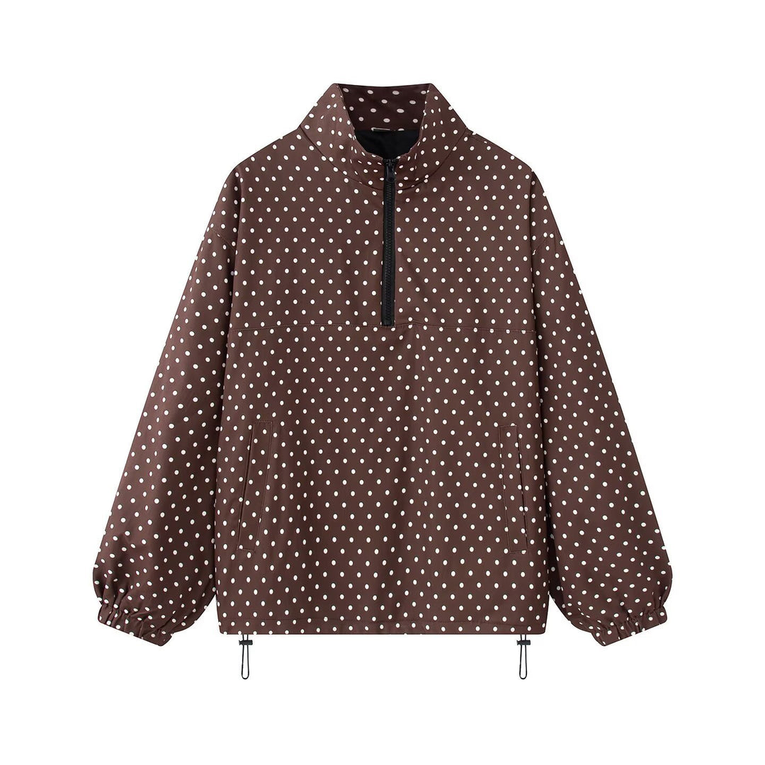 Damen Oversize Regenanorak mit Halbzip, Kängurutasche und Tunnelzugsaum Echo Archiv
