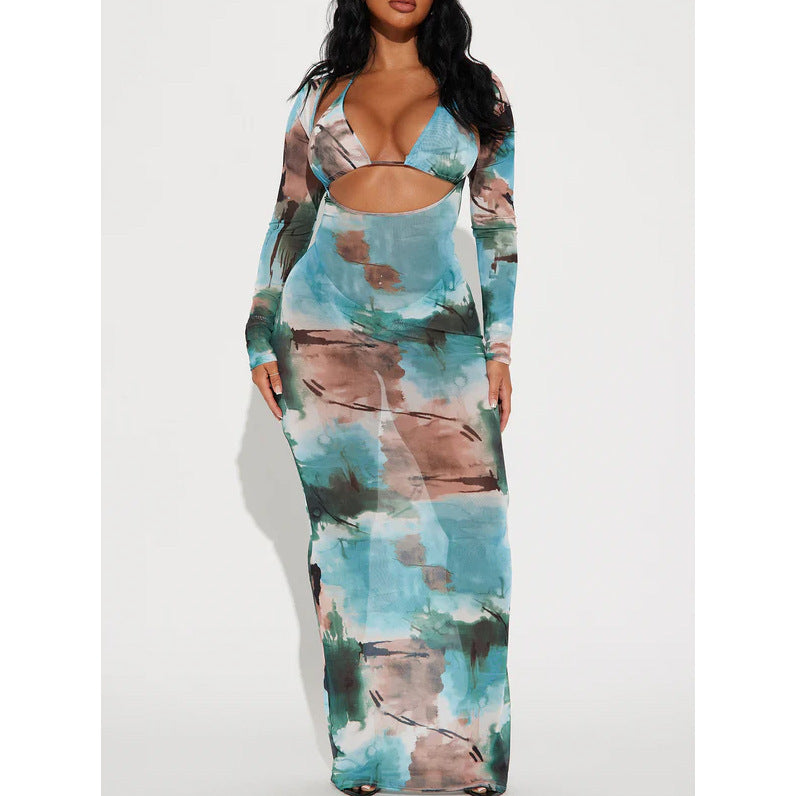 Damen Maxikleid mit fruchtigem Druck und raffiniertem Cut-Out Echo Archiv