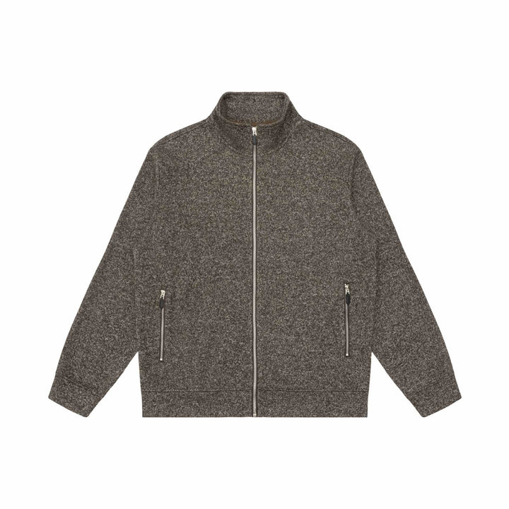 Damen Zipjacke aus meliertem Teddy-Fleece mit Stehkragen und Reißverschlusstaschen Echoarchiv