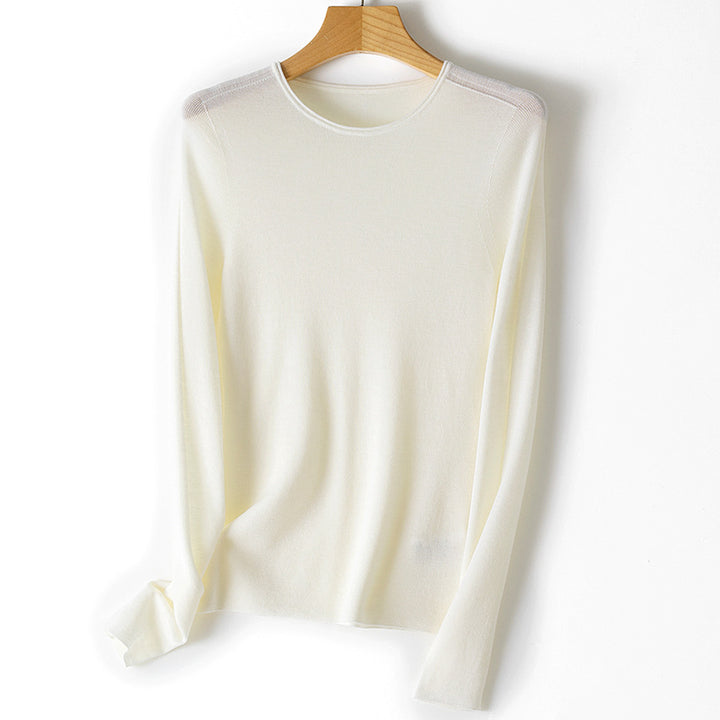 Damen Feiner Feinstrickpullover mit Rundhalsausschnitt und figurnaher Silhouette Echoarchiv