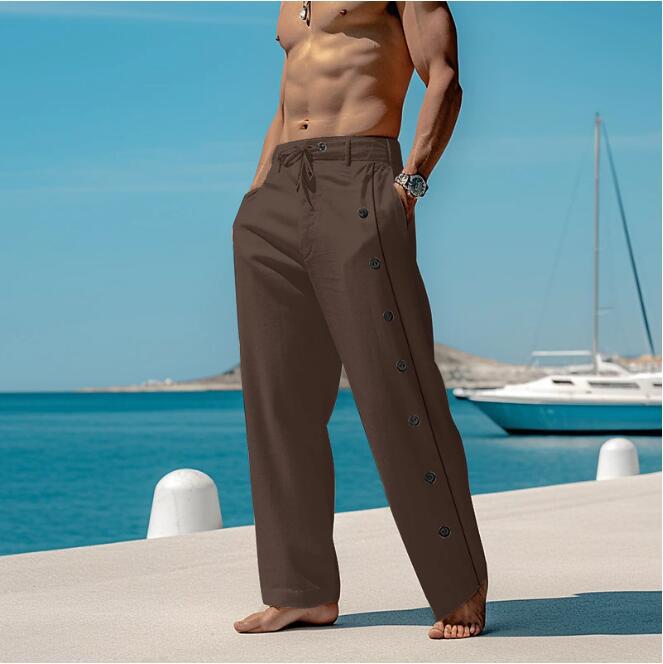 Herren lässige Freizeithose mit Knopfdetails und elastischem Bund Echoarchiv