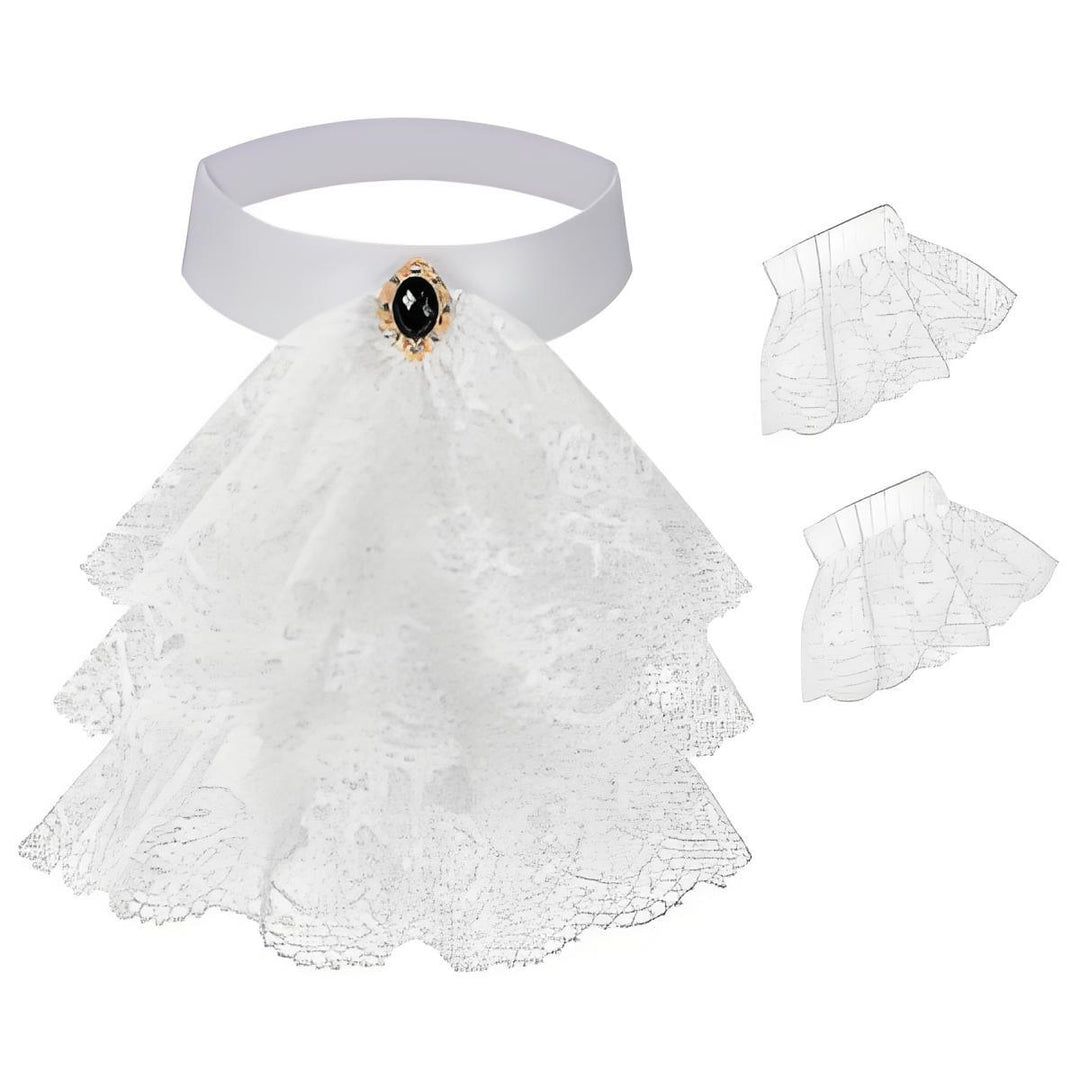 Damen nan viktorianischer Rüschen-Halskragen Choker mit dekorativer Brosche Echo Archiv