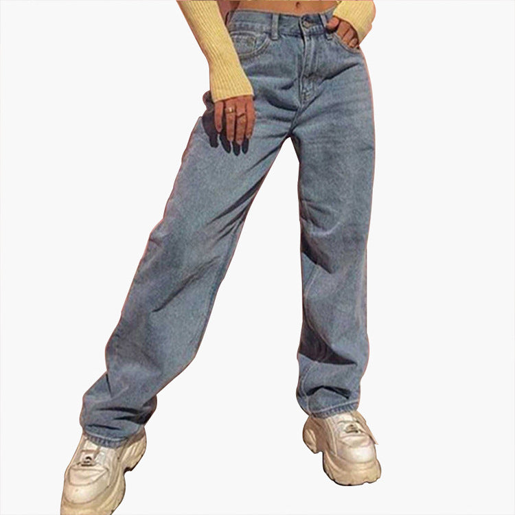 Damen weite High-Waist Jeans mit lässigem Schnitt und modischen Akzenten Echo Archiv