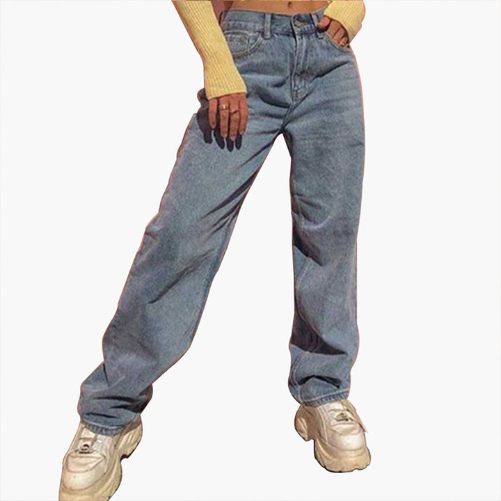 Damen weite High-Waist Jeans mit lässigem Schnitt und modischen Akzenten Echo Archiv