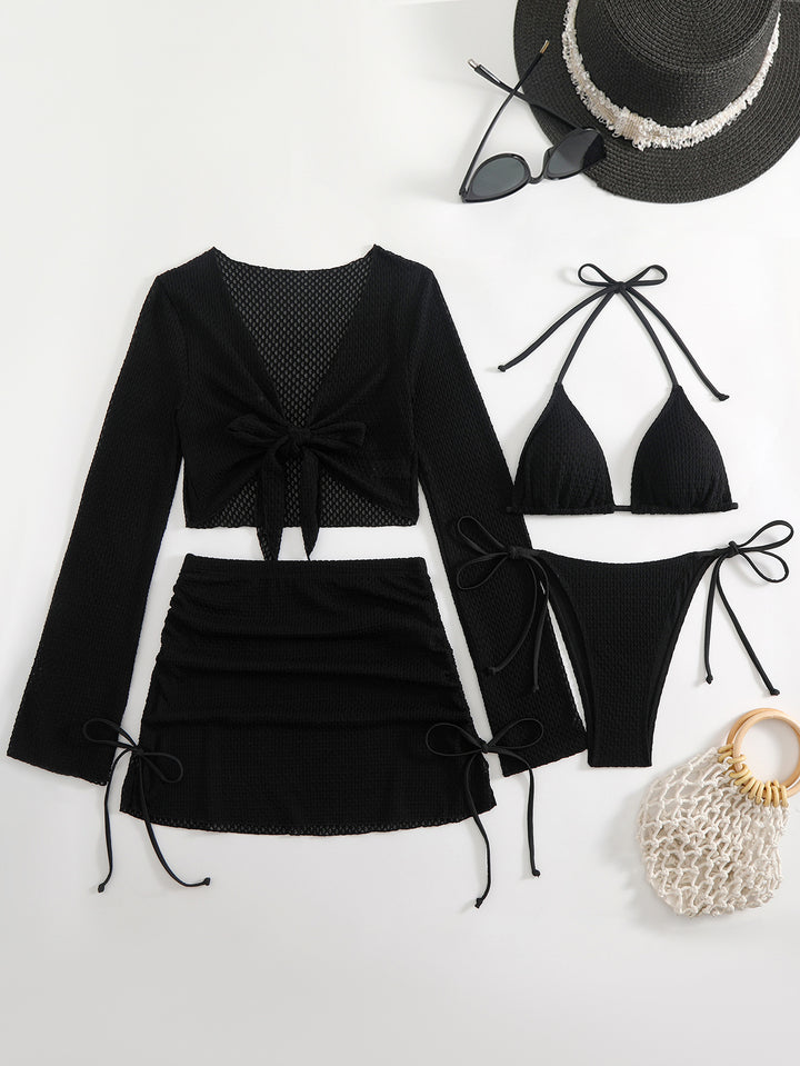 Damen Badeanzug-Set mit trendigem Netzdesign und verstellbaren Details Echo Archiv