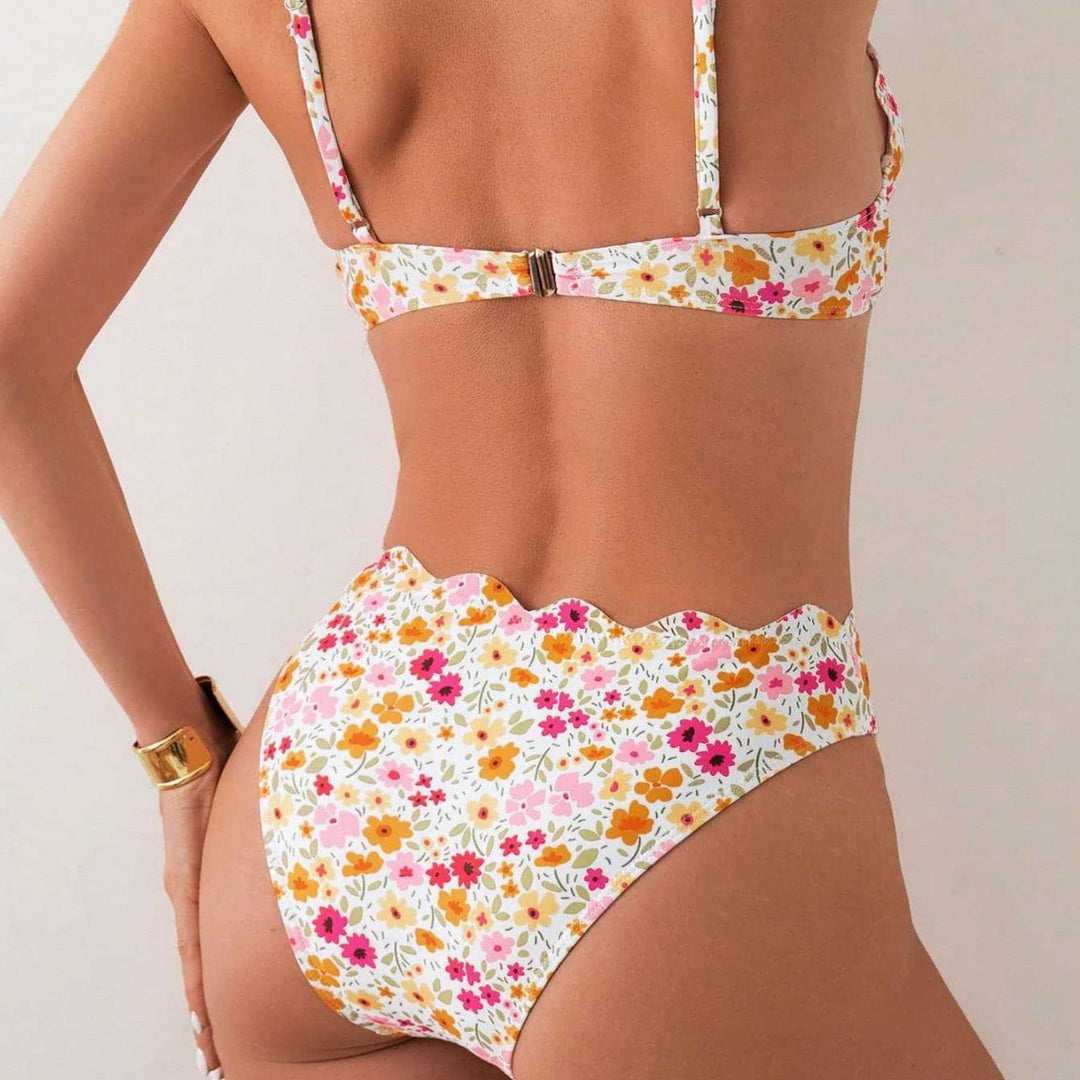 Damen Blumendekorierter Hochschnitt-Bikini Echo Archiv